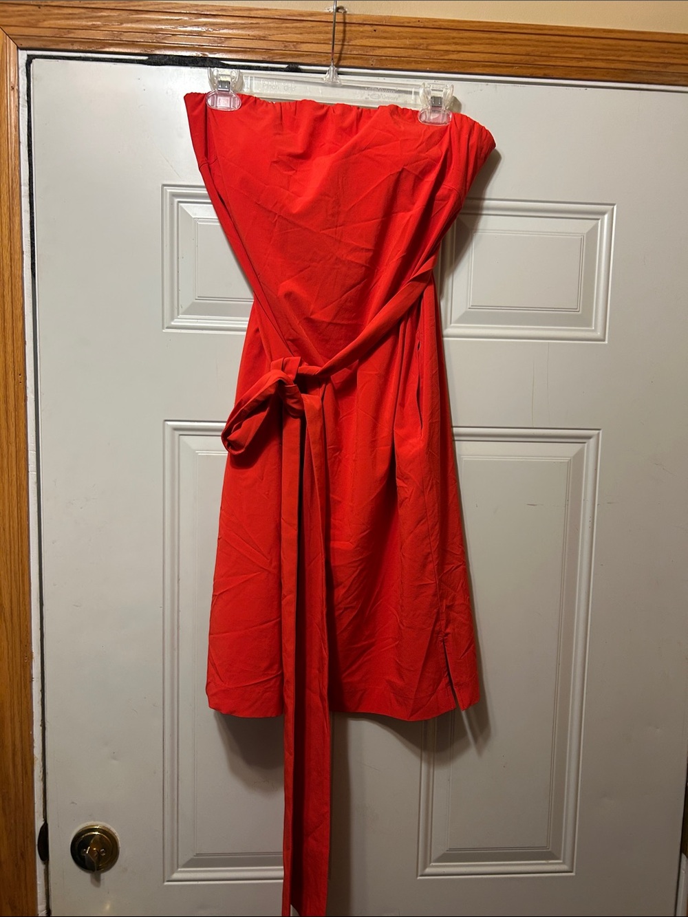 Athleta Strapless Tie-Waist Red Dress 10